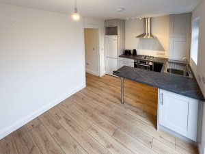 White, modern kitchen inside a modular home