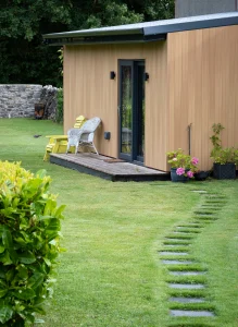 Stepping stones leading to beautiful, modern and quick built modular home
