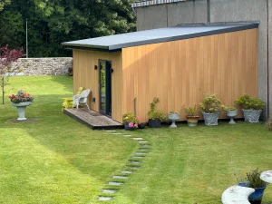 Stepping stones leading to beautiful, modern and quick built modular home in Connacht